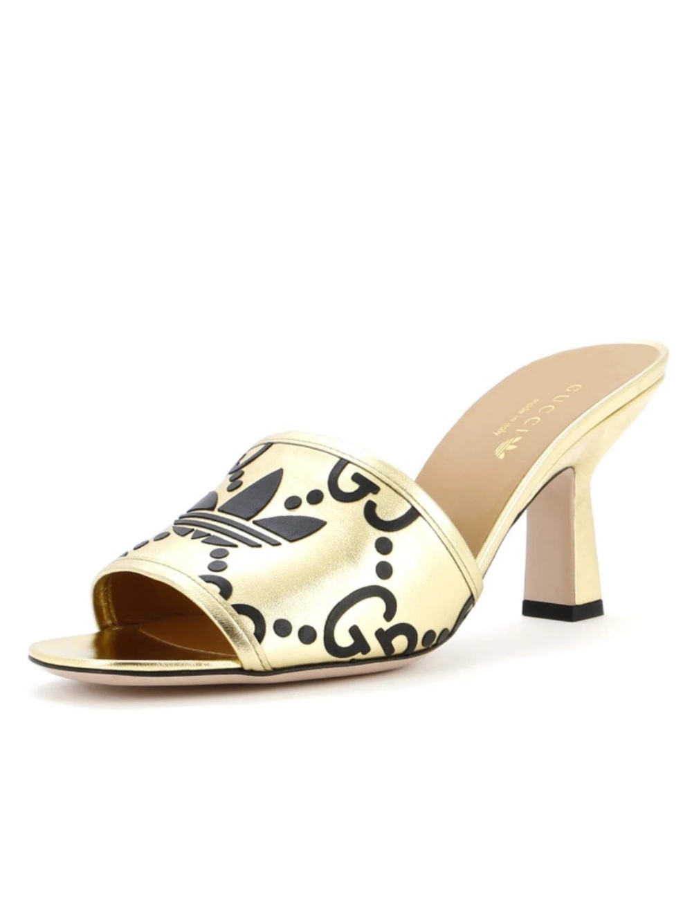 Gucci x Adidas Heeled Mules Sandals Gold Black Women’s EU 39/US 9 
722445